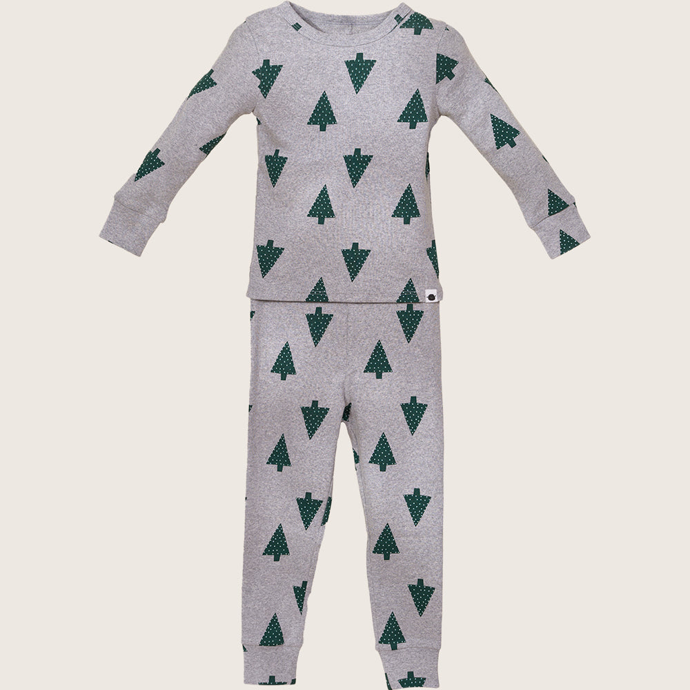 rise little earthling Holiday Sleep Set TGHSL00 - Grey Christmas Tree / 18-24m