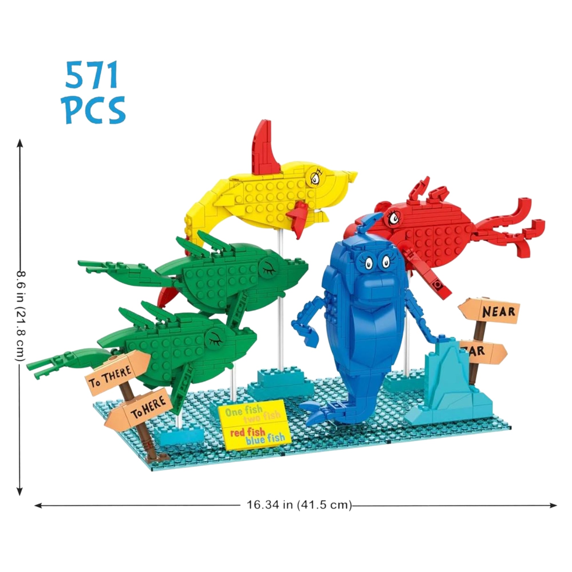 Brick Craft Dr. SuessOne Fish, Two Fish, Red Fish Blue Fish - 571 Pieces — Set - Image 2