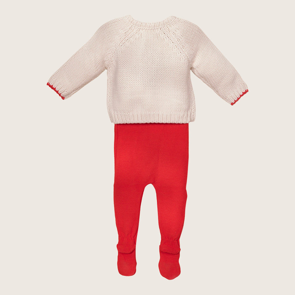 rise little earthling 2PC Cardigan & Legging Set BUHST42 - Red / NB - Image 3