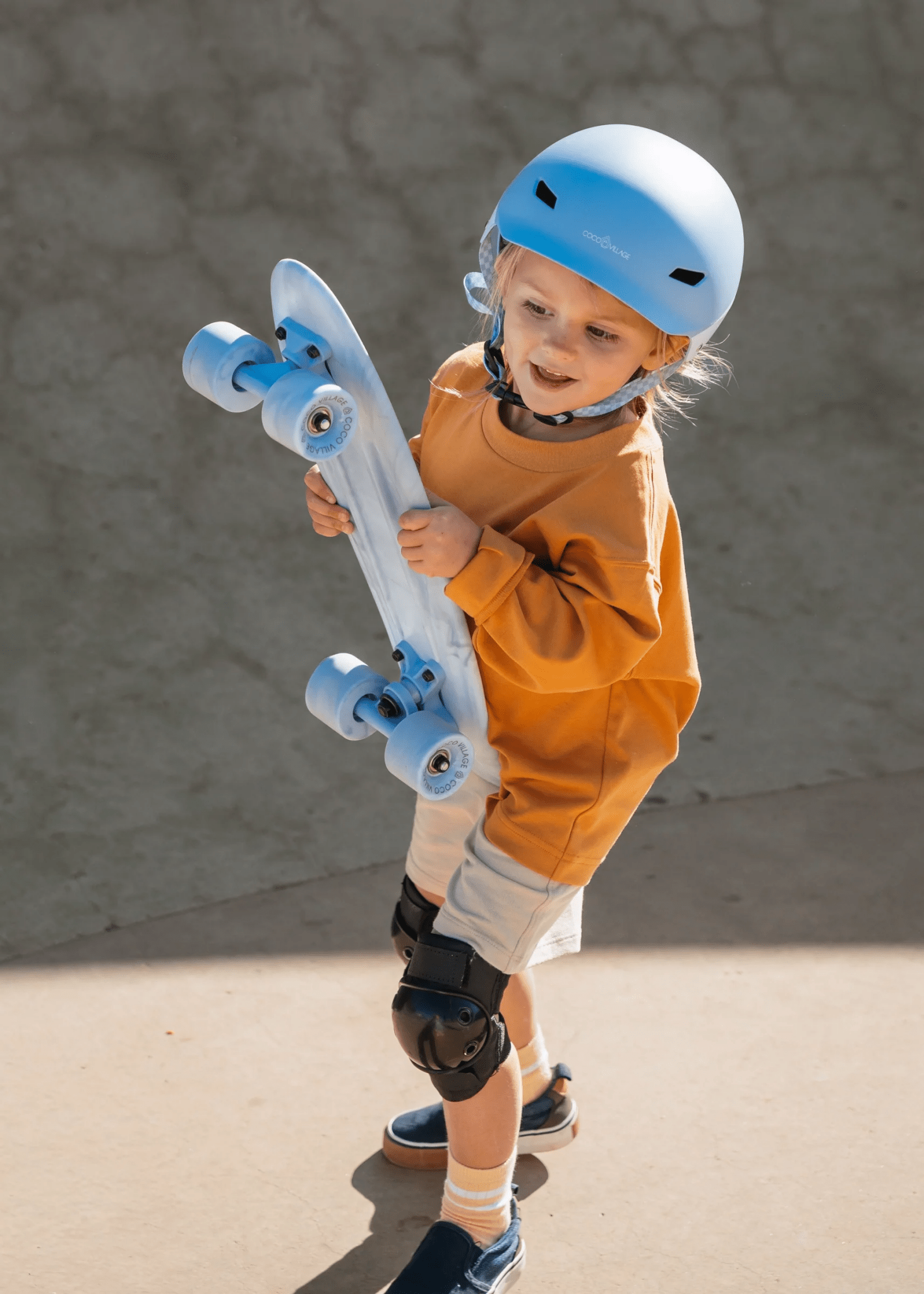 Coco Village Kids’ Pintail Cruiser Skateboard – Ocean Marble — Helmet - Image 2