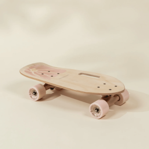 Coco Village Kids’ Wooden Skateboard with Handle – Bloom — Helmet