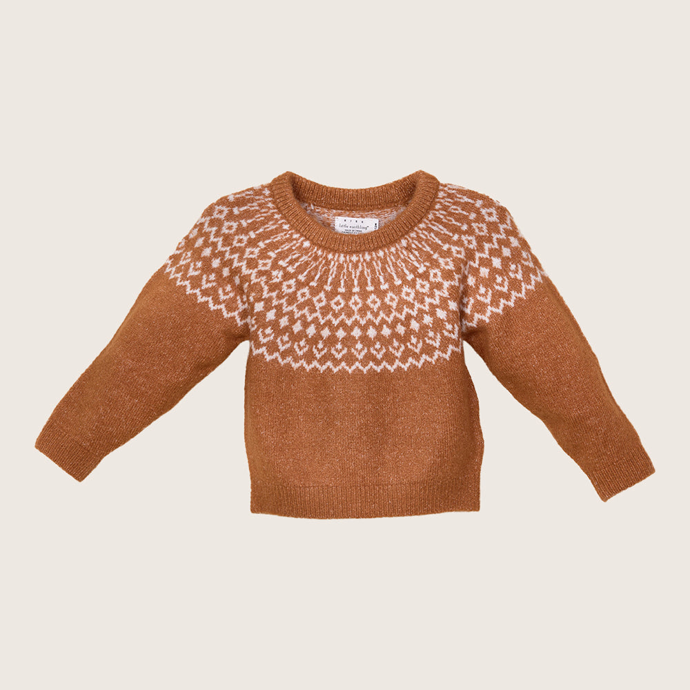 rise little earthling Fairisle Sweater BUHSW08 - Brown / 12-18m — Catalog Product - Image 4