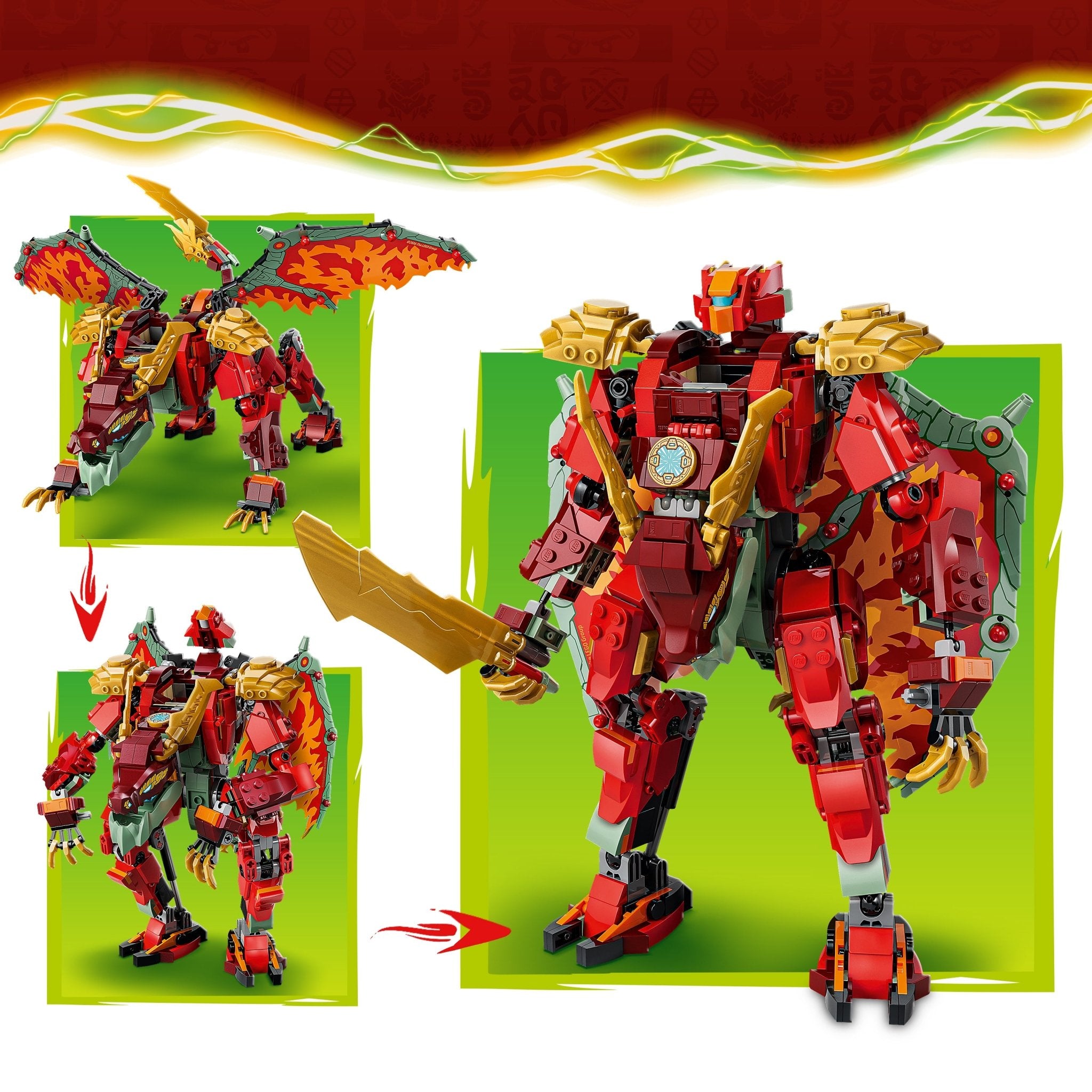 LEGO® NINJAGO Wyldfyre's Transforming Dragon Mech 71868 — Toy - Image 4