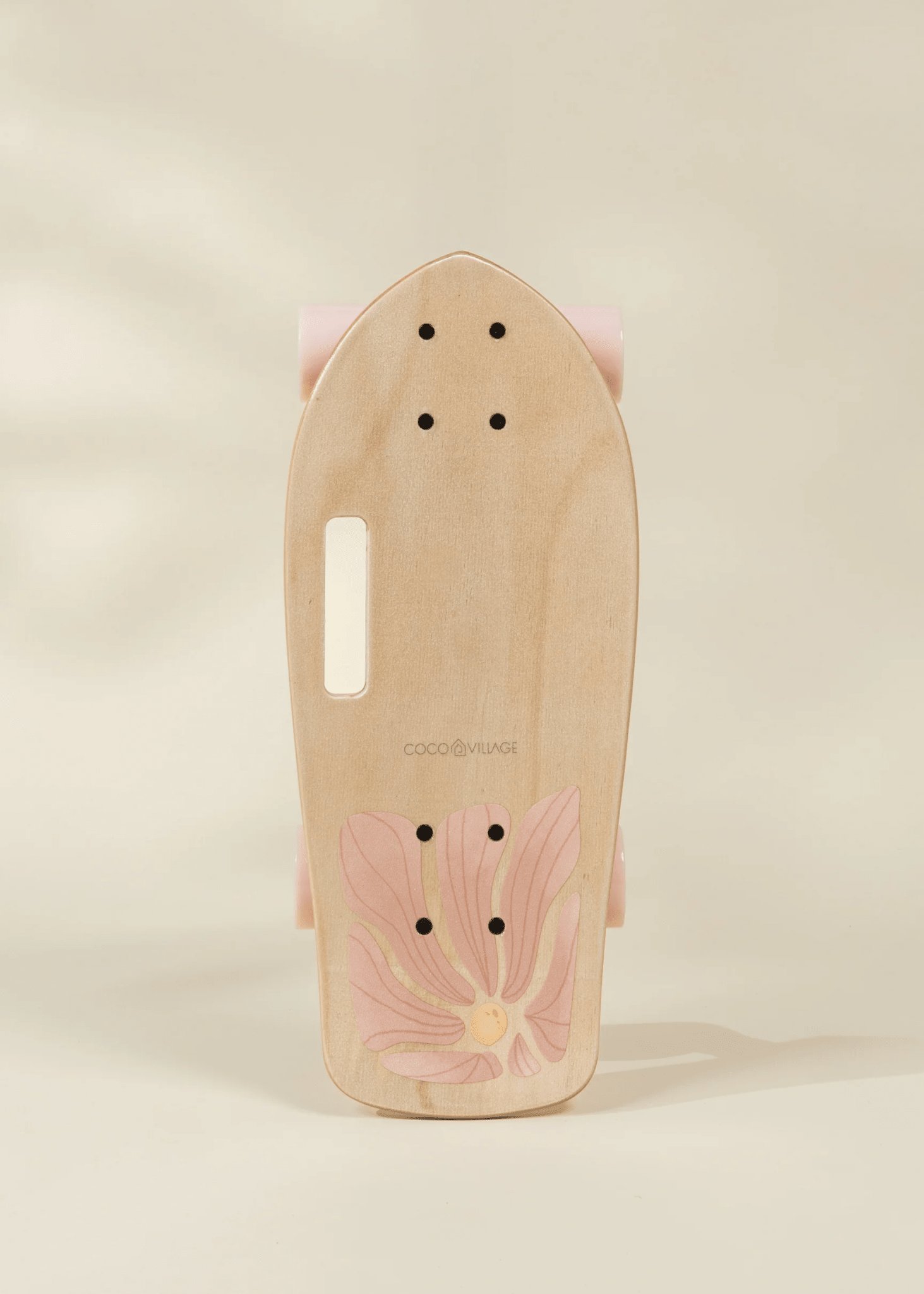 Coco Village Kids’ Wooden Skateboard with Handle – Bloom — Helmet - Image 2