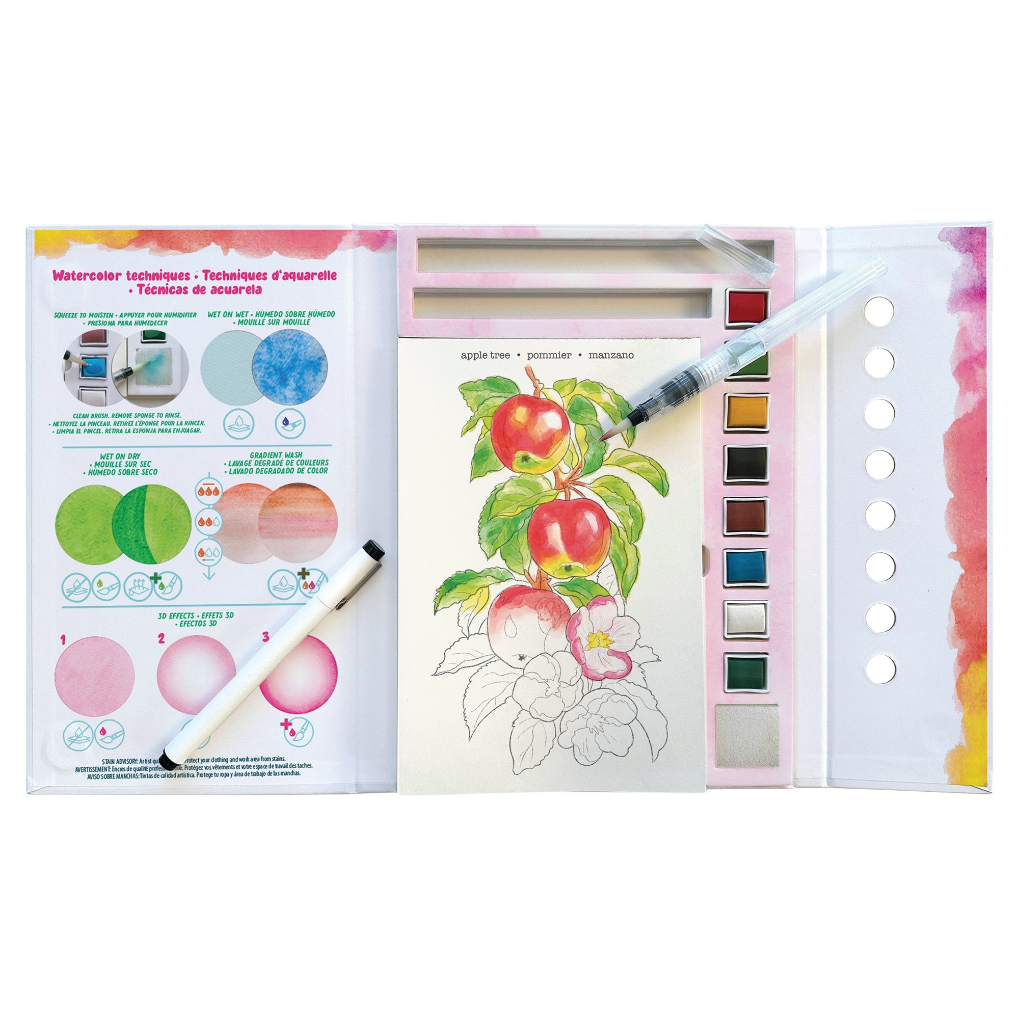 Bright Stripes Watercolor Field Journal Flora — Art - Image 2