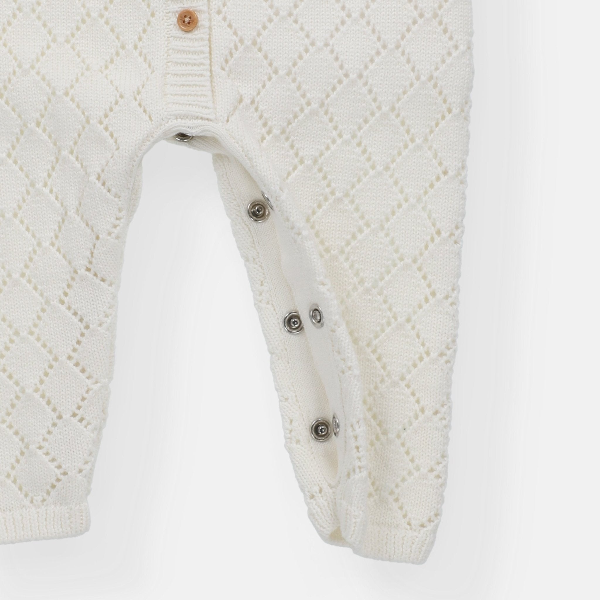 rise little earthling Pointelle Romper - Antique White / 0-3m — Catalog Product - Image 3