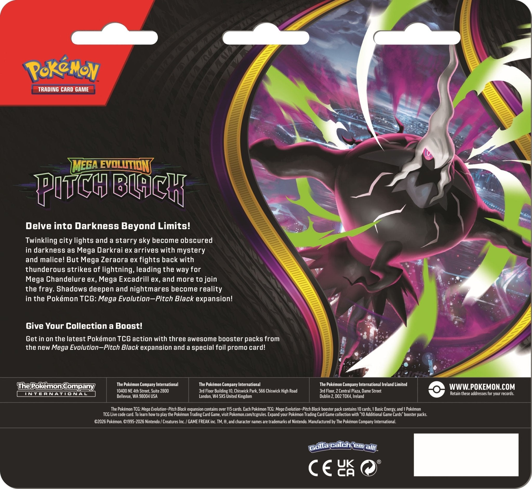 Pokemon Pokémon TCG: Mega Evolution PITCH BLACK Three-Booster Blister I Limit 2 per customer — Light - Image 3