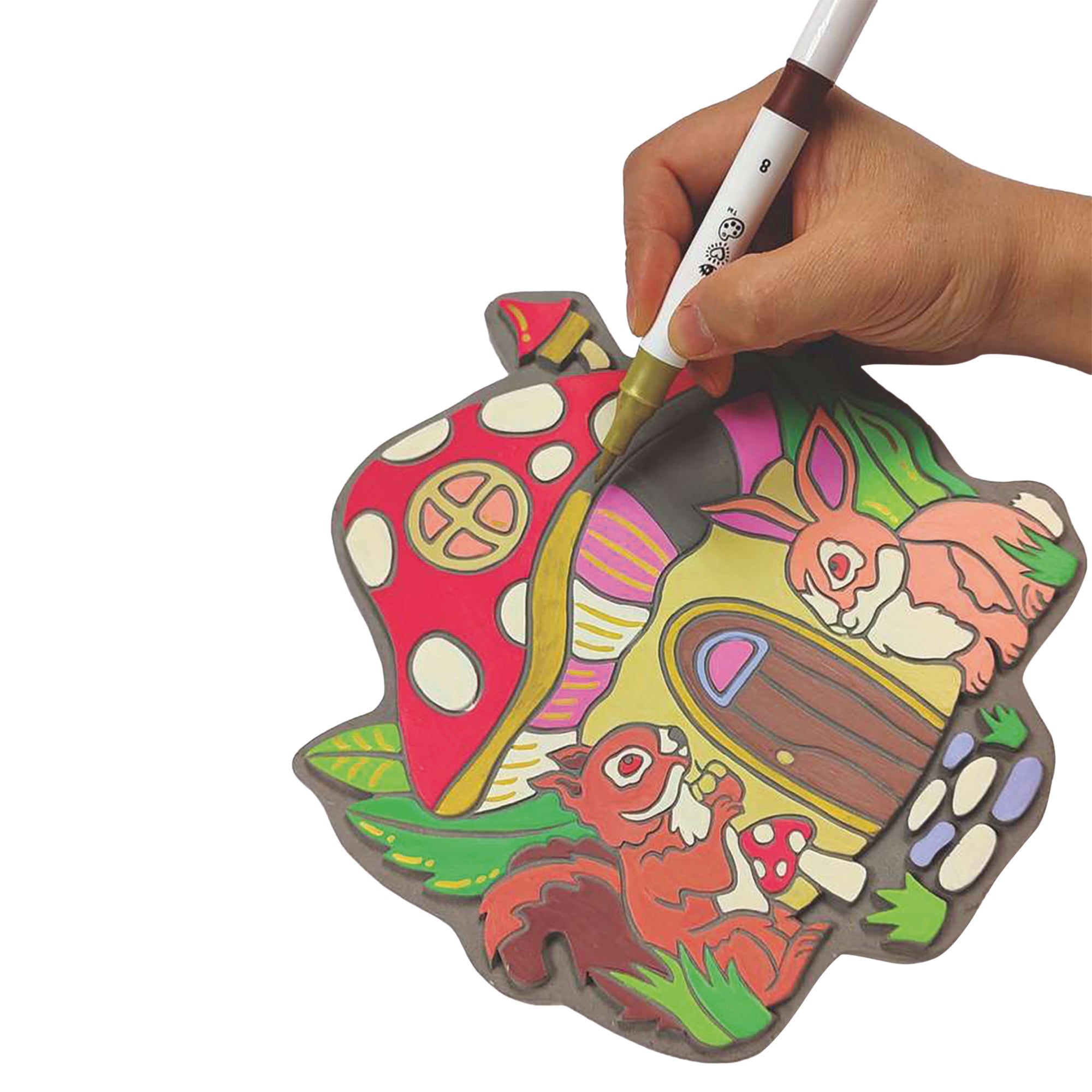 Bright Stripes Marker By Number Garden Stone Mushroom House — Art - Image 2