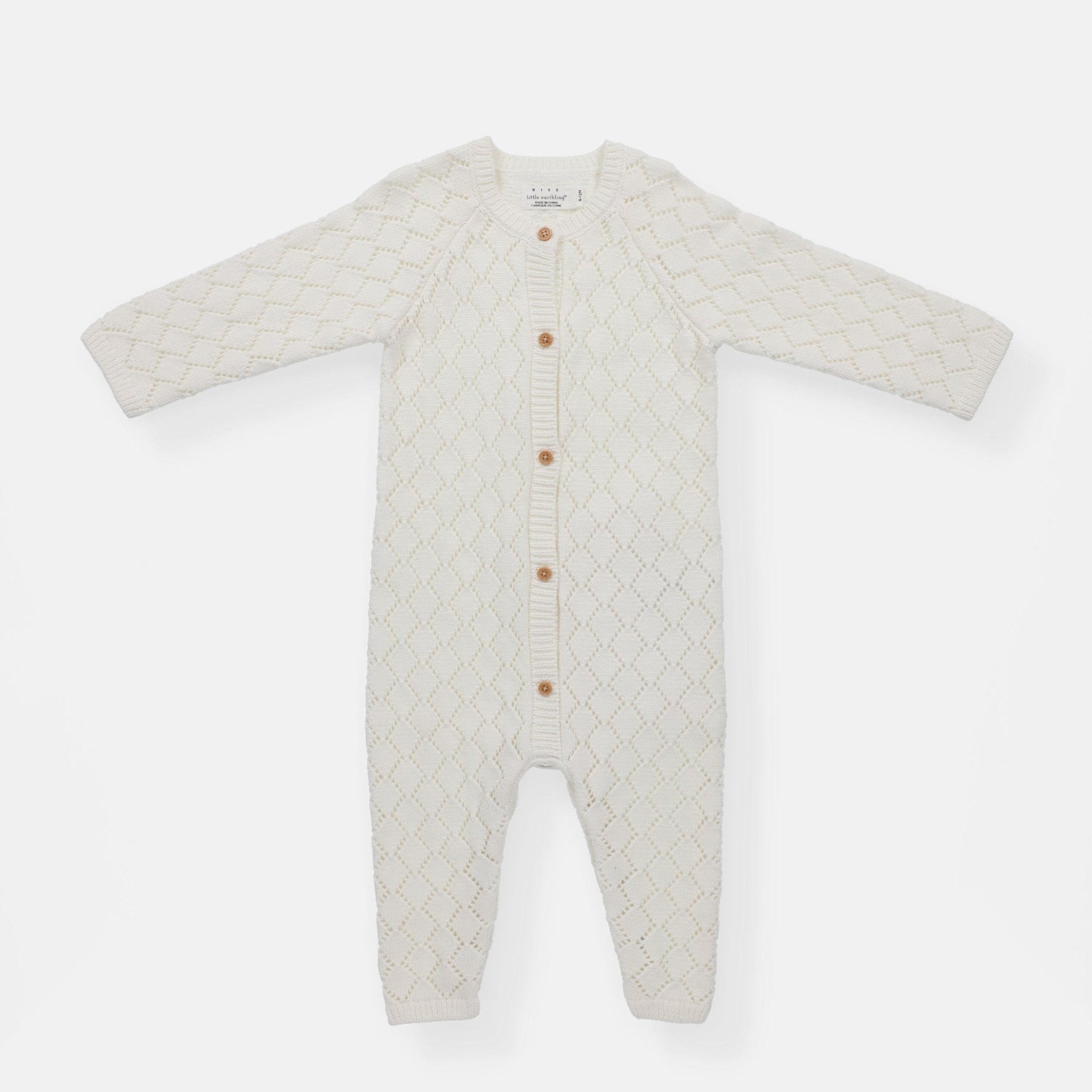 rise little earthling Pointelle Romper - Antique White / 0-3m — Catalog Product