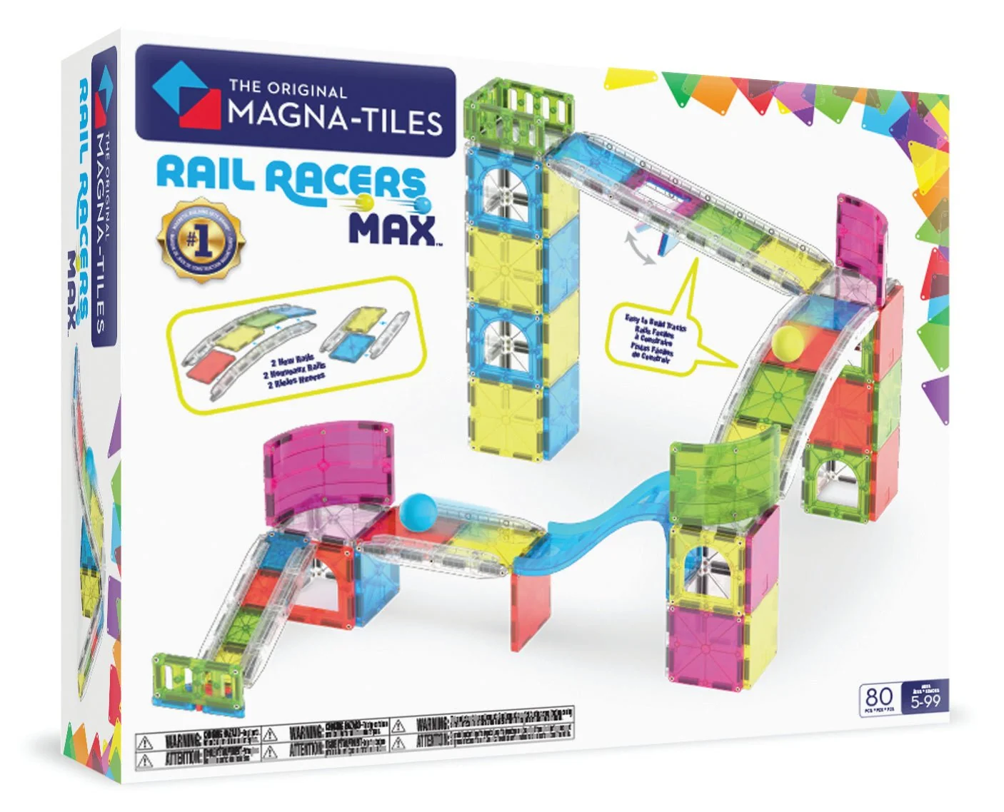 The Original MAGNA-TILES® Rail Racers Max 80-Piece — Set