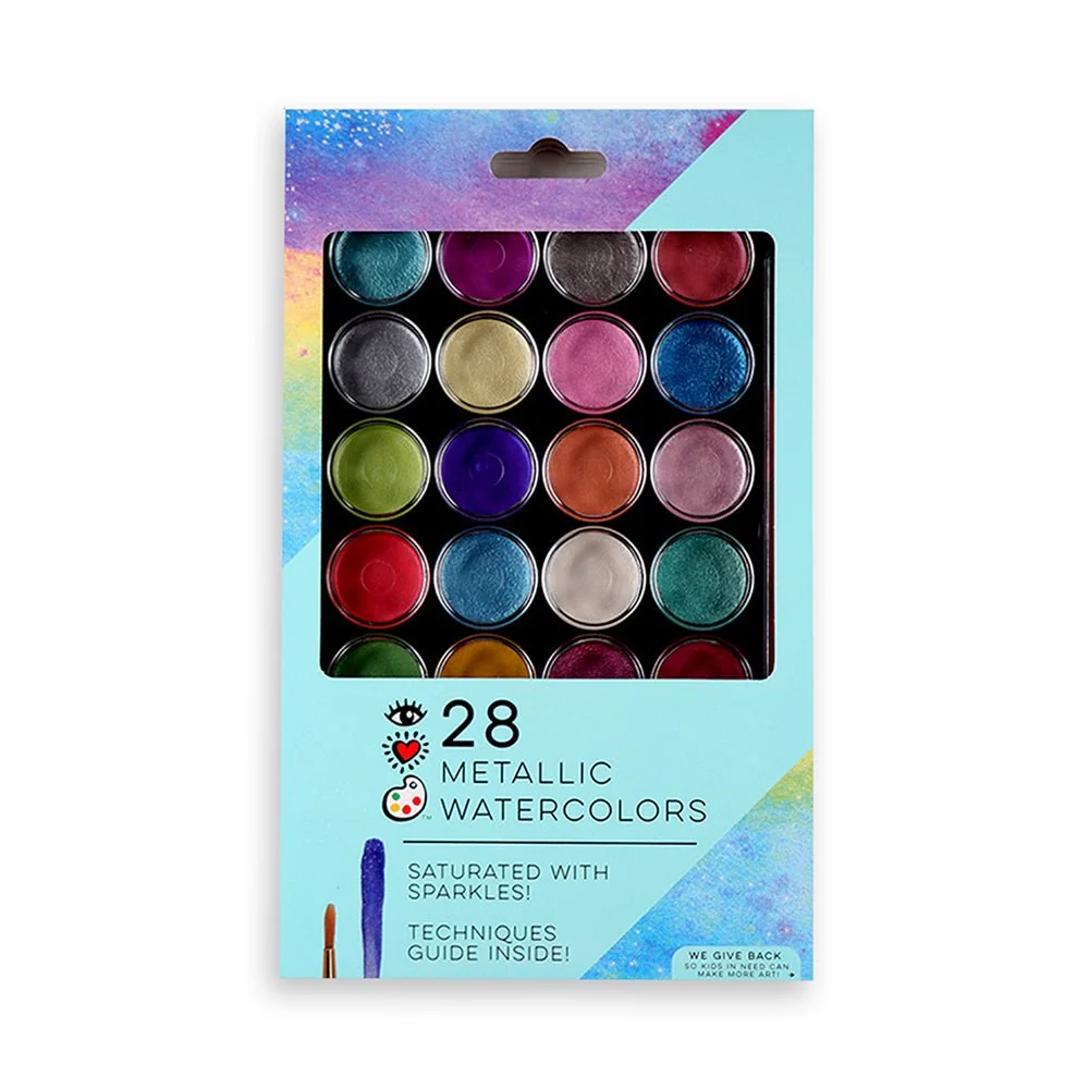 Bright Stripes iHeartArt 28 Metallic Watercolors — Art